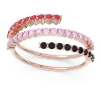 Pink Tourmaline Fashion Ring In 14K Rose Gold With Black Onyx And Ruby – Upota Minimalist Ring
