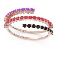 Ruby Fashion Ring In 18K Rose Gold With Black Onyx And Amethyst – Upota Minimalist Ring