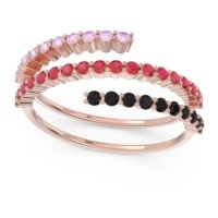 Ruby Fashion Ring In 18K Rose Gold With Black Onyx And Pink Tourmaline – Upota Minimalist Ring