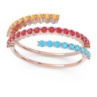 Ruby Fashion Ring In 18K Rose Gold With Swiss Blue Topaz And Citrine – Upota Minimalist Ring