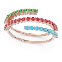 Ruby Fashion Ring In 18K Rose Gold With Swiss Blue Topaz And Emerald – Upota Minimalist Ring