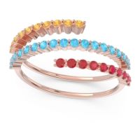 Swiss Blue Topaz Fashion Ring In 18K Rose Gold With Ruby And Citrine – Upota Minimalist Ring