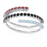 Black Onyx Fashion Ring In 14k White Gold With Aquamarine And Garnet – Upota Minimalist Ring