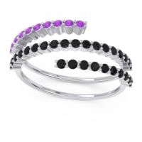 Black Onyx Fashion Ring In Palladium With Amethyst – Upota Minimalist Ring