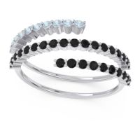 Black Onyx Fashion Ring In Palladium With Aquamarine – Upota Minimalist Ring