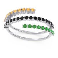 Black Onyx Fashion Ring In 14k White Gold With Emerald And Citrine – Upota Minimalist Ring