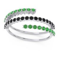 Black Onyx Fashion Ring In 14k White Gold With Emerald – Upota Minimalist Ring