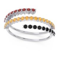 Citrine Fashion Ring In 14k White Gold With Black Onyx And Garnet – Upota Minimalist Ring