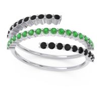 Emerald Fashion Ring In 14k White Gold With Black Onyx – Upota Minimalist Ring