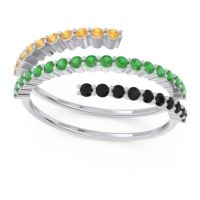 Emerald Fashion Ring In 14k White Gold With Black Onyx And Citrine – Upota Minimalist Ring