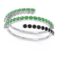 Emerald Fashion Ring In 14k White Gold With Black Onyx – Upota Minimalist Ring