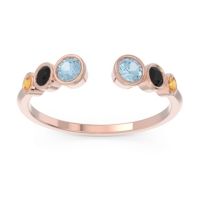 Aquamarine Fashion Ring In 14K Rose Gold With Black Onyx And Citrine – Aruha Minimalist Ring