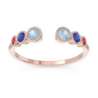 Aquamarine Fashion Ring In 14K Rose Gold With Blue Sapphire And Ruby – Aruha Minimalist Ring