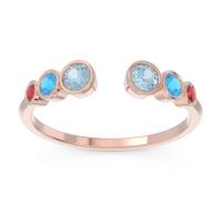 Aquamarine Fashion Ring In 18K Rose Gold With Swiss Blue Topaz And Ruby – Aruha Minimalist Ring
