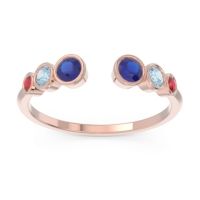 Blue Sapphire Fashion Ring In 14K Rose Gold With Aquamarine And Ruby – Aruha Minimalist Ring