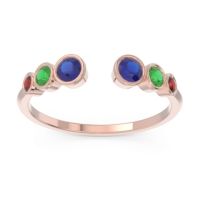 Blue Sapphire Fashion Ring In 18K Rose Gold With Emerald And Garnet – Aruha Minimalist Ring