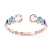 Lab Diamond Fashion Ring In 18K Rose Gold With Swiss Blue Topaz And Blue Sapphire – Aruha Minimalist Ring