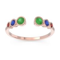 Emerald Fashion Ring In 18K Rose Gold With Blue Sapphire And Garnet – Aruha Minimalist Ring