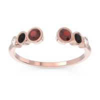 Garnet Fashion Ring In 18K Rose Gold With Black Onyx And Lab Diamond – Aruha Minimalist Ring