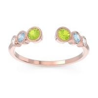 Peridot Fashion Ring In 18K Rose Gold With Aquamarine And Lab Diamond – Aruha Minimalist Ring