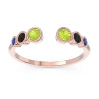 Peridot Fashion Ring In 18K Rose Gold With Black Onyx And Blue Sapphire – Aruha Minimalist Ring