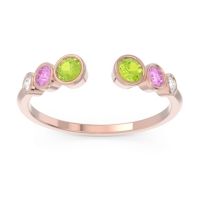 Peridot Fashion Ring In 18K Rose Gold With Pink Tourmaline And Lab Diamond – Aruha Minimalist Ring