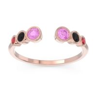 Pink Tourmaline Fashion Ring In 14K Rose Gold With Black Onyx And Ruby – Aruha Minimalist Ring