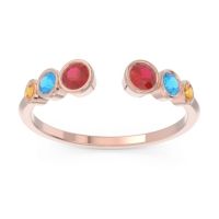 Ruby Fashion Ring In 18K Rose Gold With Swiss Blue Topaz And Citrine – Aruha Minimalist Ring