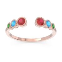 Ruby Fashion Ring In 18K Rose Gold With Swiss Blue Topaz And Emerald – Aruha Minimalist Ring