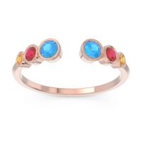 Swiss Blue Topaz Fashion Ring In 18K Rose Gold With Ruby And Citrine – Aruha Minimalist Ring