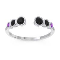 Black Onyx Fashion Ring In Palladium With Amethyst – Aruha Minimalist Ring