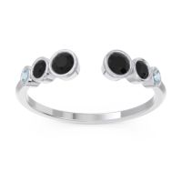 Black Onyx Fashion Ring In Palladium With Aquamarine – Aruha Minimalist Ring