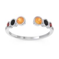 Citrine Fashion Ring In 14k White Gold With Black Onyx And Garnet – Aruha Minimalist Ring