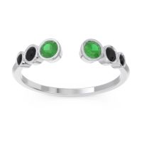 Emerald Fashion Ring In 14k White Gold With Black Onyx – Aruha Minimalist Ring