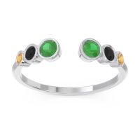 Emerald Fashion Ring In 14k White Gold With Black Onyx And Citrine – Aruha Minimalist Ring