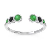 Emerald Fashion Ring In 14k White Gold With Black Onyx – Aruha Minimalist Ring