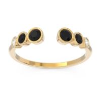 Black Onyx Fashion Ring In 14k Yellow Gold With Diamond – Aruha Minimalist Ring