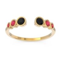 Black Onyx Fashion Ring In 14k Yellow Gold With Ruby – Aruha Minimalist Ring