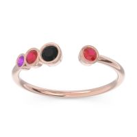 Black Onyx Fashion Ring In 18K Rose Gold With Ruby And Amethyst – Vihvarita Minimalist Ring