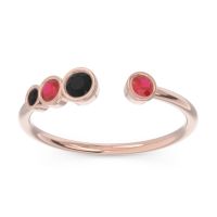 Black Onyx Fashion Ring In 18K Rose Gold With Ruby – Vihvarita Minimalist Ring