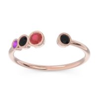 Ruby Fashion Ring In 18K Rose Gold With Black Onyx And Amethyst – Vihvarita Minimalist Ring
