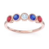 Aquamarine Fashion Ring In 14K Rose Gold With Blue Sapphire And Ruby – Saciva Minimalist Ring