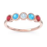 Aquamarine Fashion Ring In 18K Rose Gold With Swiss Blue Topaz And Ruby – Saciva Minimalist Ring