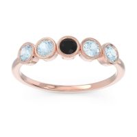 Black Onyx Fashion Ring In 14K Rose Gold With Aquamarine – Saciva Minimalist Ring