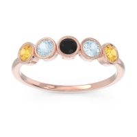 Black Onyx Fashion Ring In 14K Rose Gold With Aquamarine And Citrine – Saciva Minimalist Ring