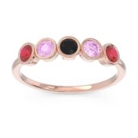 Black Onyx Fashion Ring In 14K Rose Gold With Pink Tourmaline And Ruby – Saciva Minimalist Ring