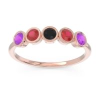 Black Onyx Fashion Ring In 18K Rose Gold With Ruby And Amethyst – Saciva Minimalist Ring