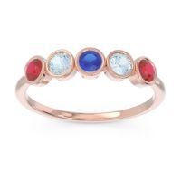 Blue Sapphire Fashion Ring In 14K Rose Gold With Aquamarine And Ruby – Saciva Minimalist Ring