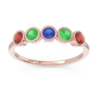 Blue Sapphire Fashion Ring In 18K Rose Gold With Emerald And Garnet – Saciva Minimalist Ring
