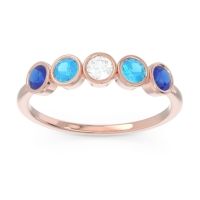 Lab Diamond Fashion Ring In 18K Rose Gold With Swiss Blue Topaz And Blue Sapphire – Saciva Minimalist Ring